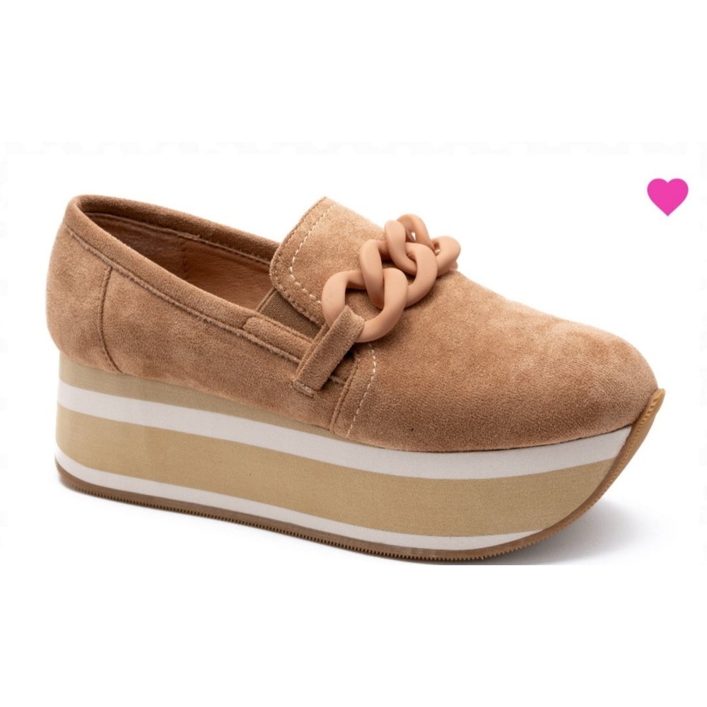 Corkys‎ Footwear Faux Suede Chain Detail Platform Slip On Sneakers Women's 8